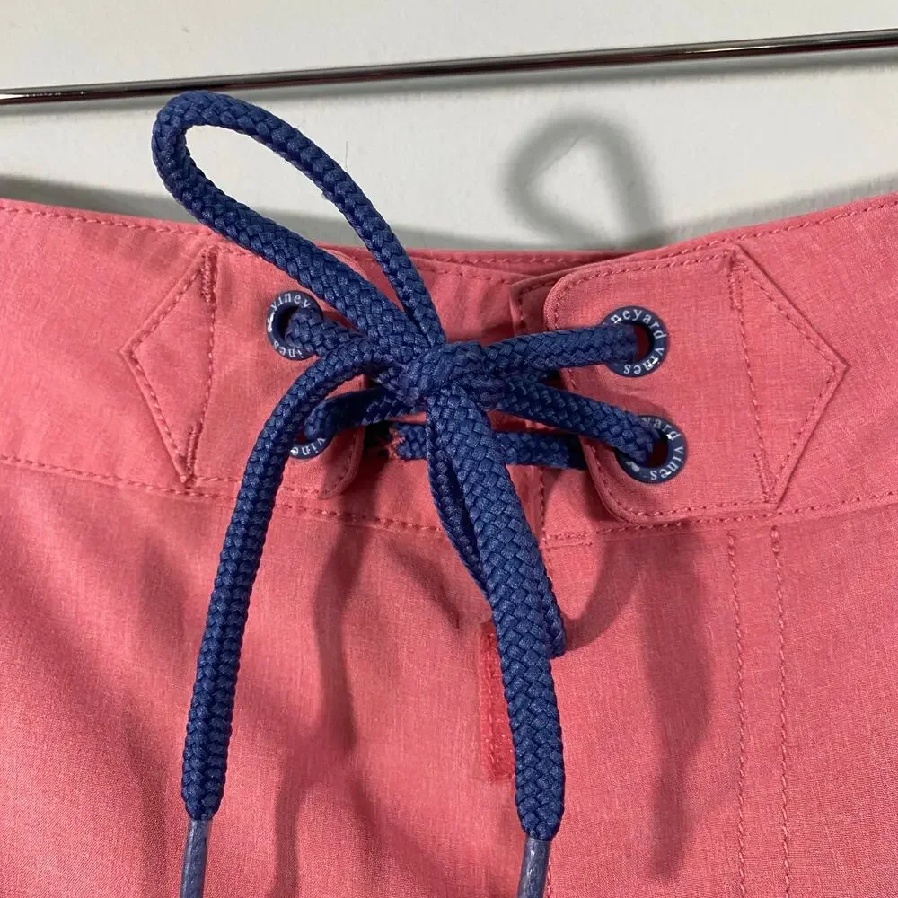 Vineyard Vines Men Pink Logo Patch Swim Trunk Size 32